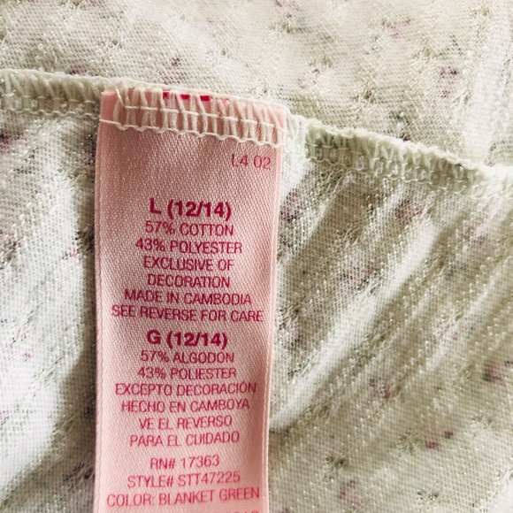 Green Turquoise Floral Pullover Nightgown Large SECRET TREASURES Short Sleeves - Picture 10 of 10